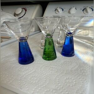 Carnival Set of 5 Mini Martini Shot Glass Set - Blue and Green